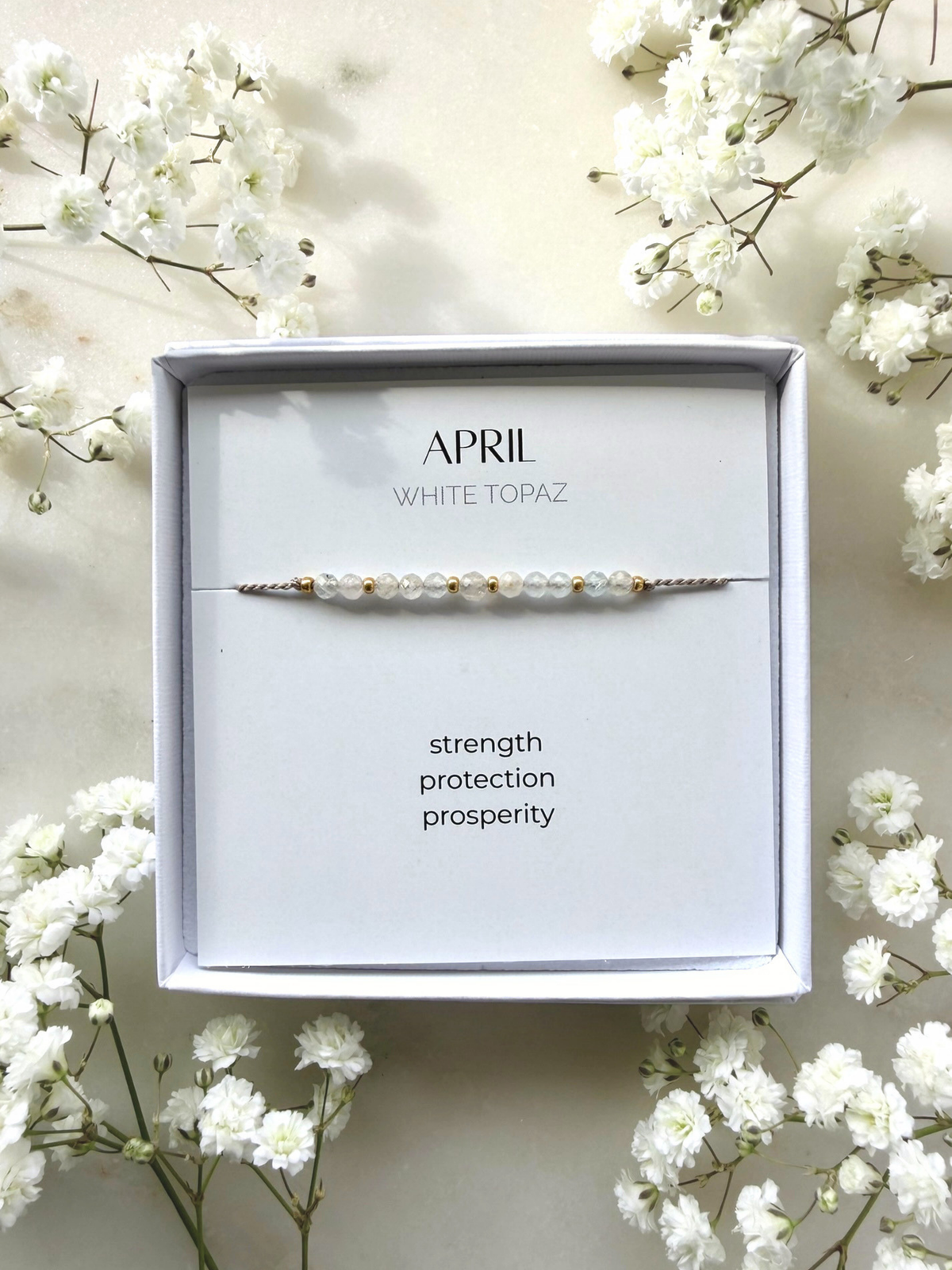 April birthstone bracelet | White Topaz bracelet | Minimalist style