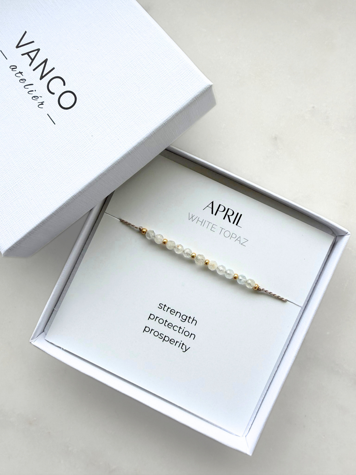 April birthstone bracelet | White Topaz bracelet | Minimalist style