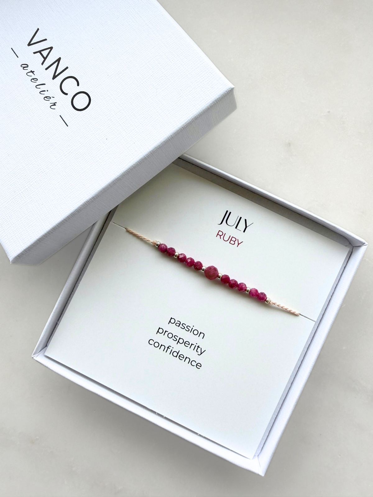 July birthstone bracelet | Ruby bracelet | Minimalist style