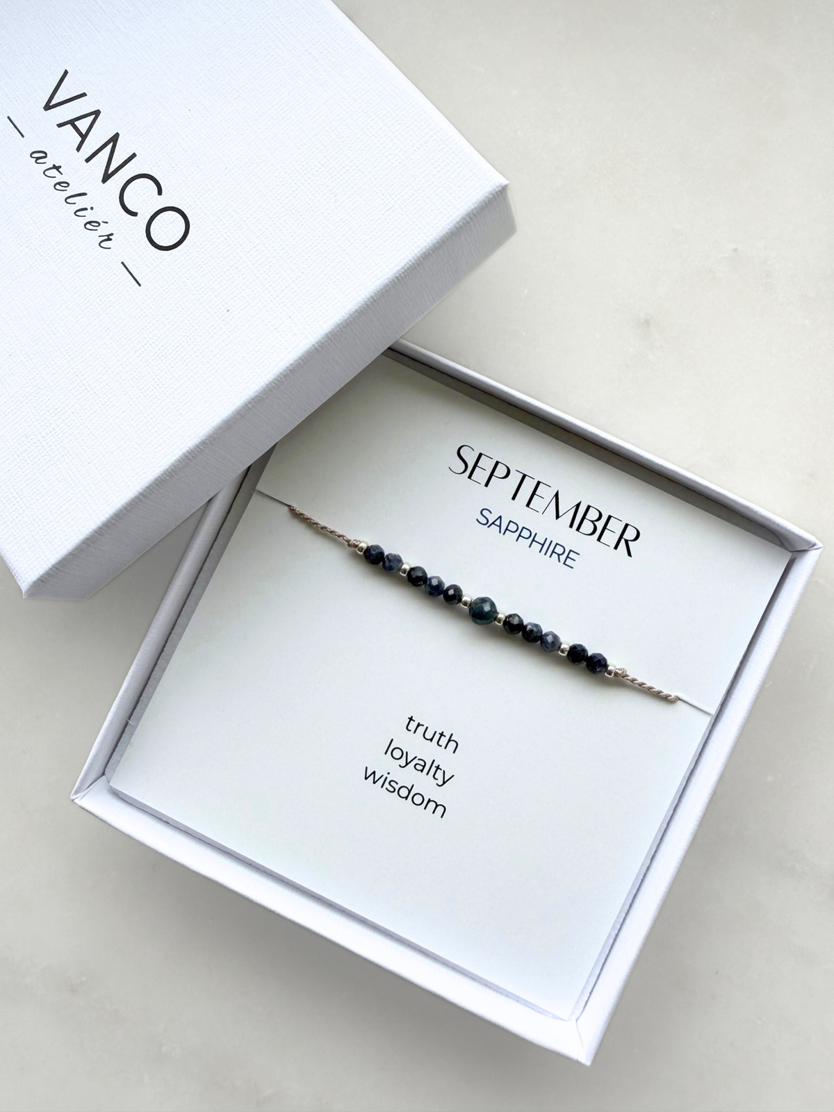 September birthstone bracelet | Sapphire bracelet | Minimalist style