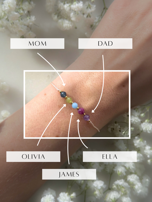 Custom made Family bracelet | Minimalist bracelet with gemstones of your choice