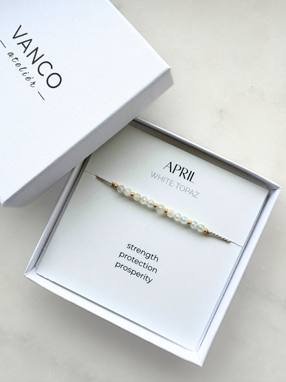 April birthstone bracelet | White Topaz bracelet | Minimalist style