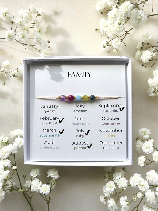 Custom made Family bracelet | Minimalist bracelet with gemstones of your choice