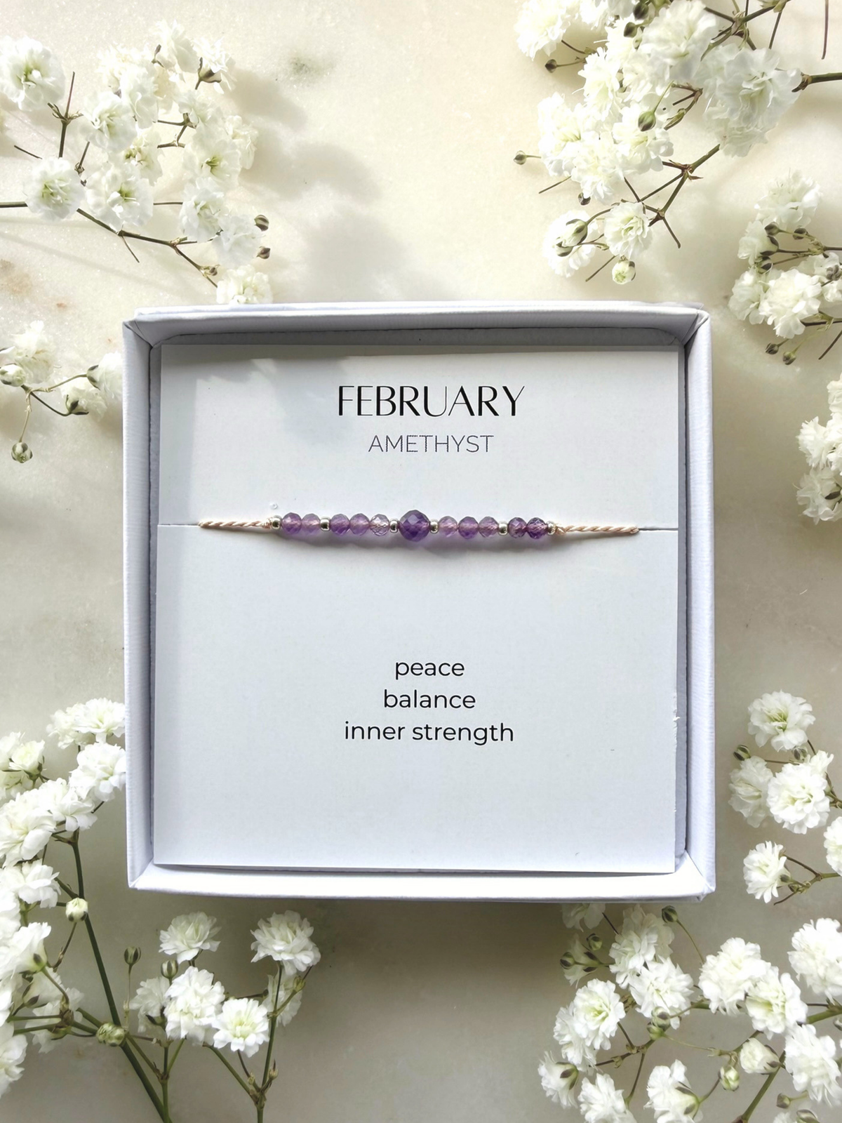 February birthstone bracelet | Amethyst bracelet | Minimalist style