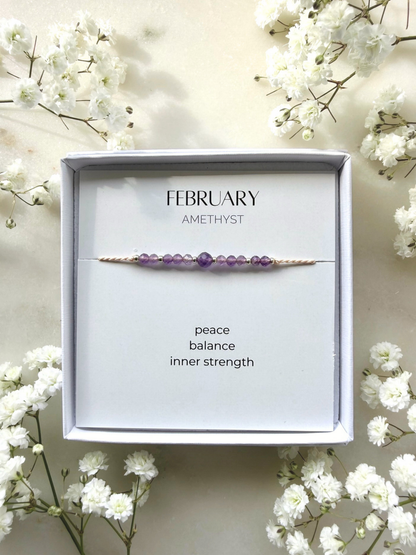February birthstone bracelet | Amethyst bracelet | Minimalist style