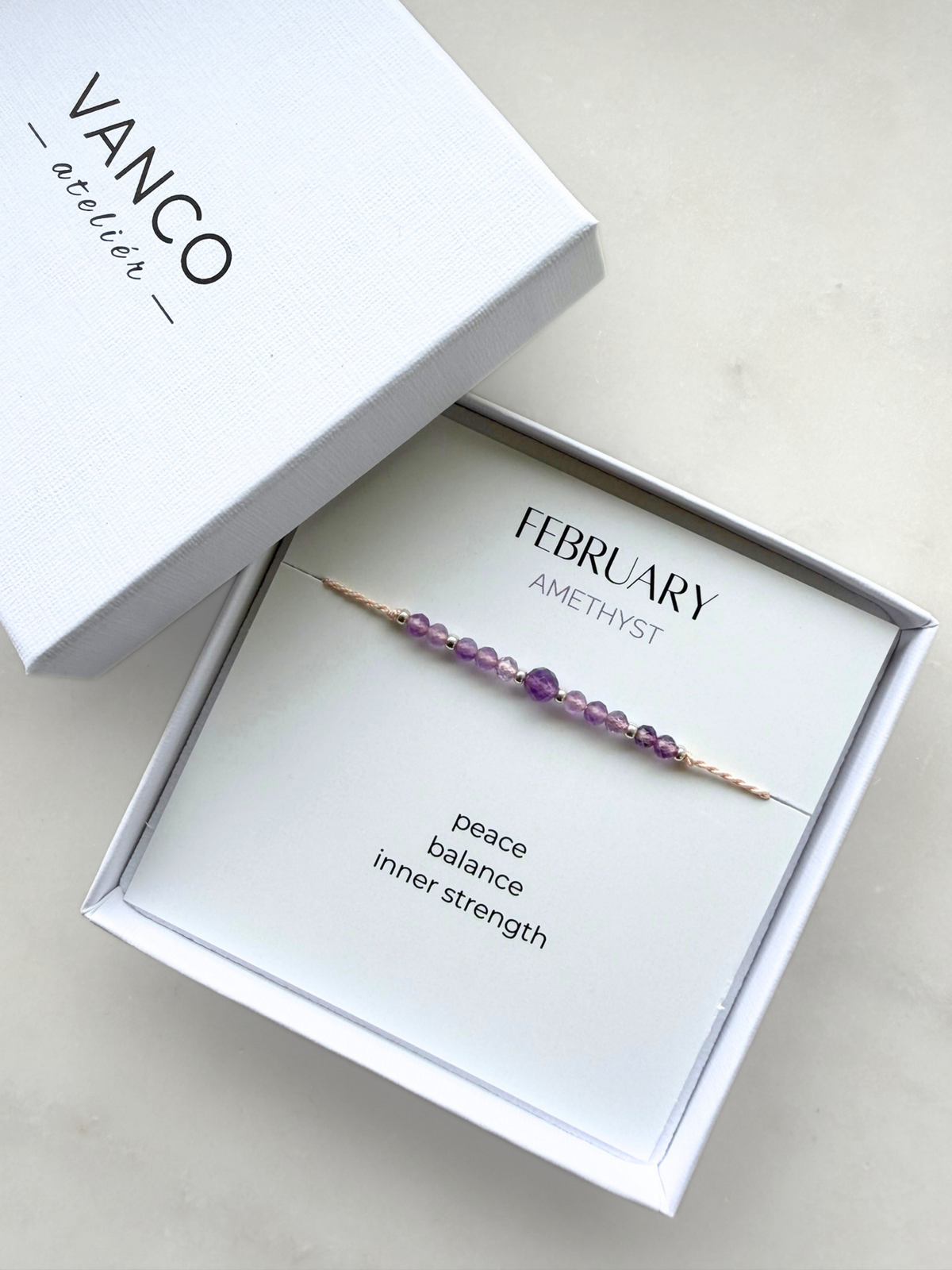 February birthstone bracelet | Amethyst bracelet | Minimalist style