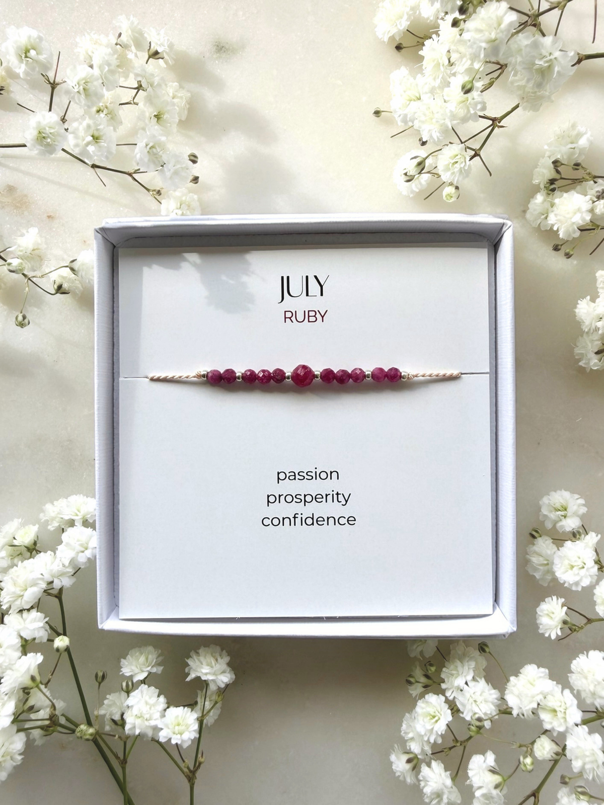 July birthstone bracelet | Ruby bracelet | Minimalist style
