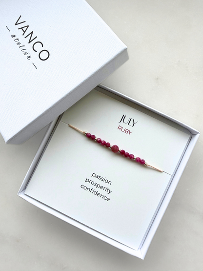 July birthstone bracelet | Ruby bracelet | Minimalist style