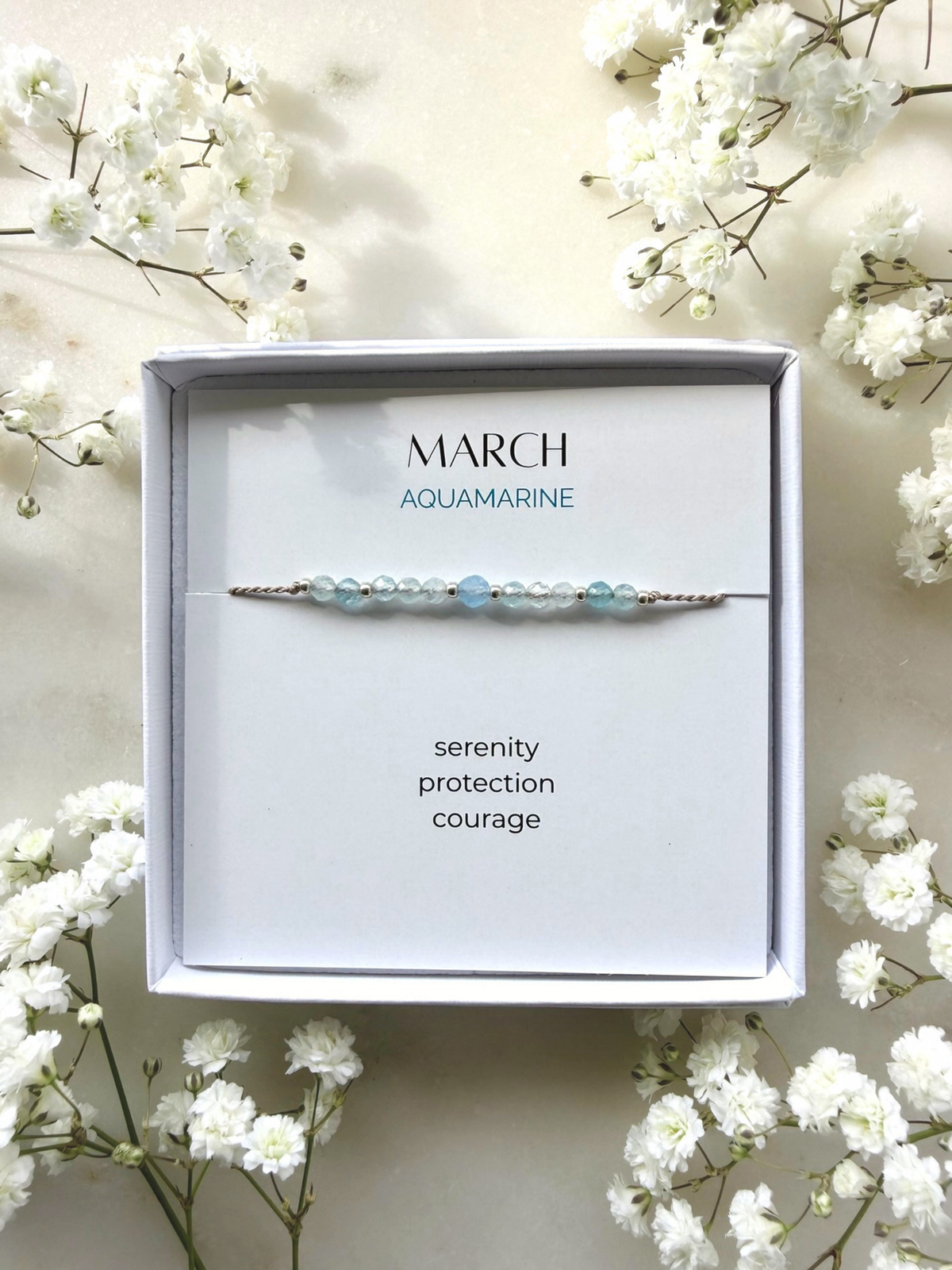 March birthstone bracelet | Aquamarine bracelet | Minimalist style