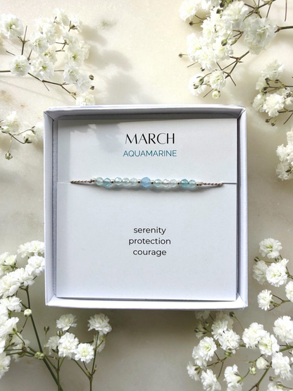 March birthstone bracelet | Aquamarine bracelet | Minimalist style
