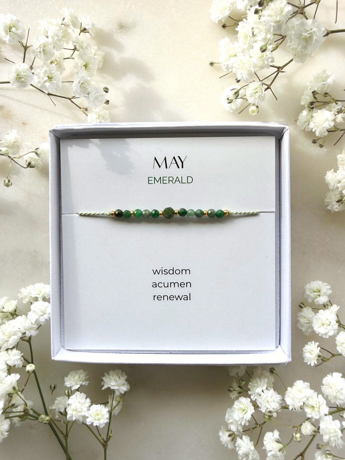 May birthstone bracelet | Emerald bracelet | Minimalist style