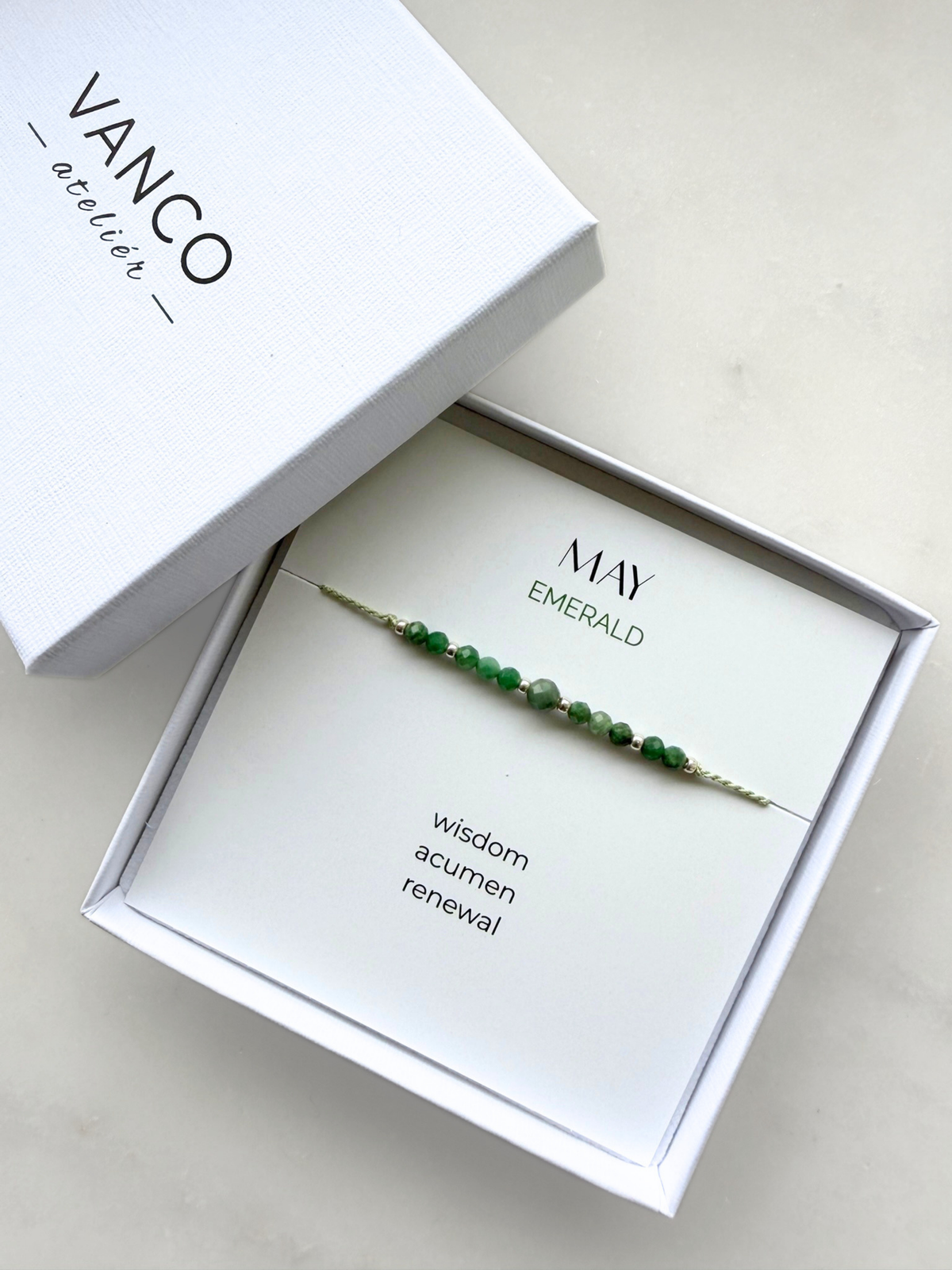 May birthstone bracelet | Emerald bracelet | Minimalist style