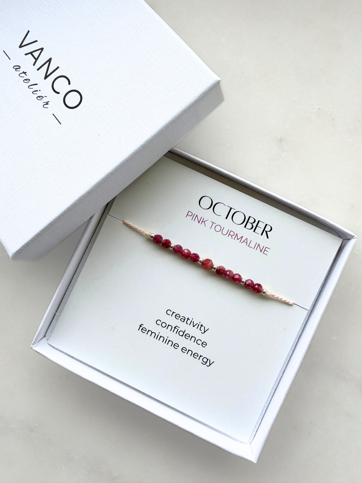 October birthstone bracelet | Pink Tourmaline bracelet | Minimalist style