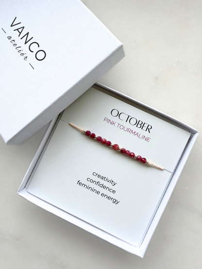 October birthstone bracelet | Pink Tourmaline bracelet | Minimalist style