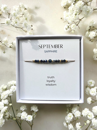 September birthstone bracelet | Sapphire bracelet | Minimalist style
