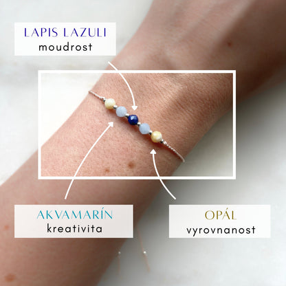 Libra Zodiac Bracelet | Delicate Mineral Jewelry with Opal and Aquamarine