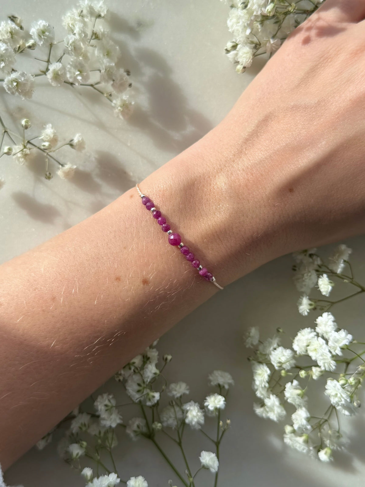 July birthstone bracelet | Ruby bracelet | Minimalist style